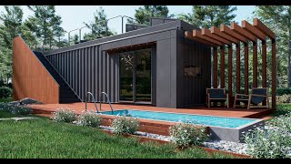 Shipping Container House Design – One Bedroom – A Quiet Place to Live  40 ft HC