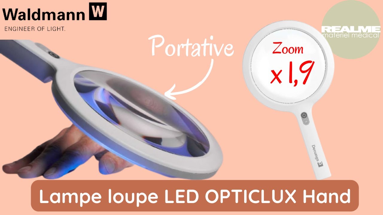 Lampe loupe LED Opticlux Waldmann avec pieds à roulettes - LD Medical