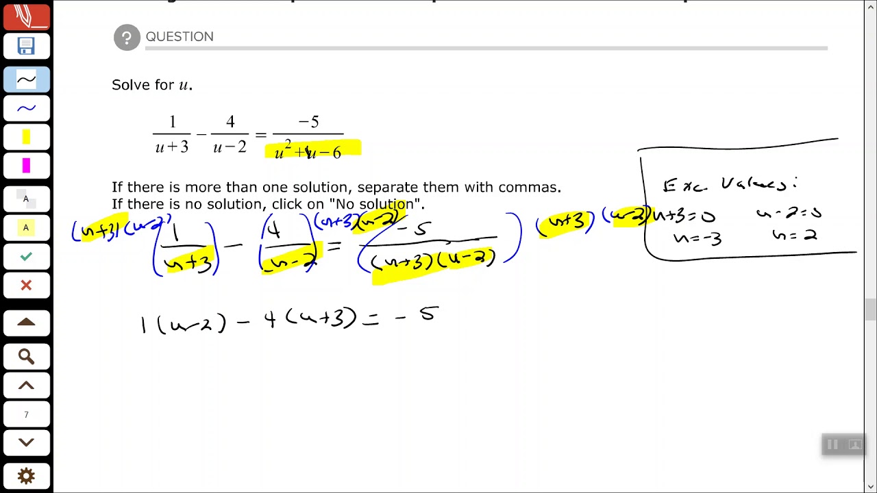 Solving a rational equation that simplifies to linear: Factorable ...