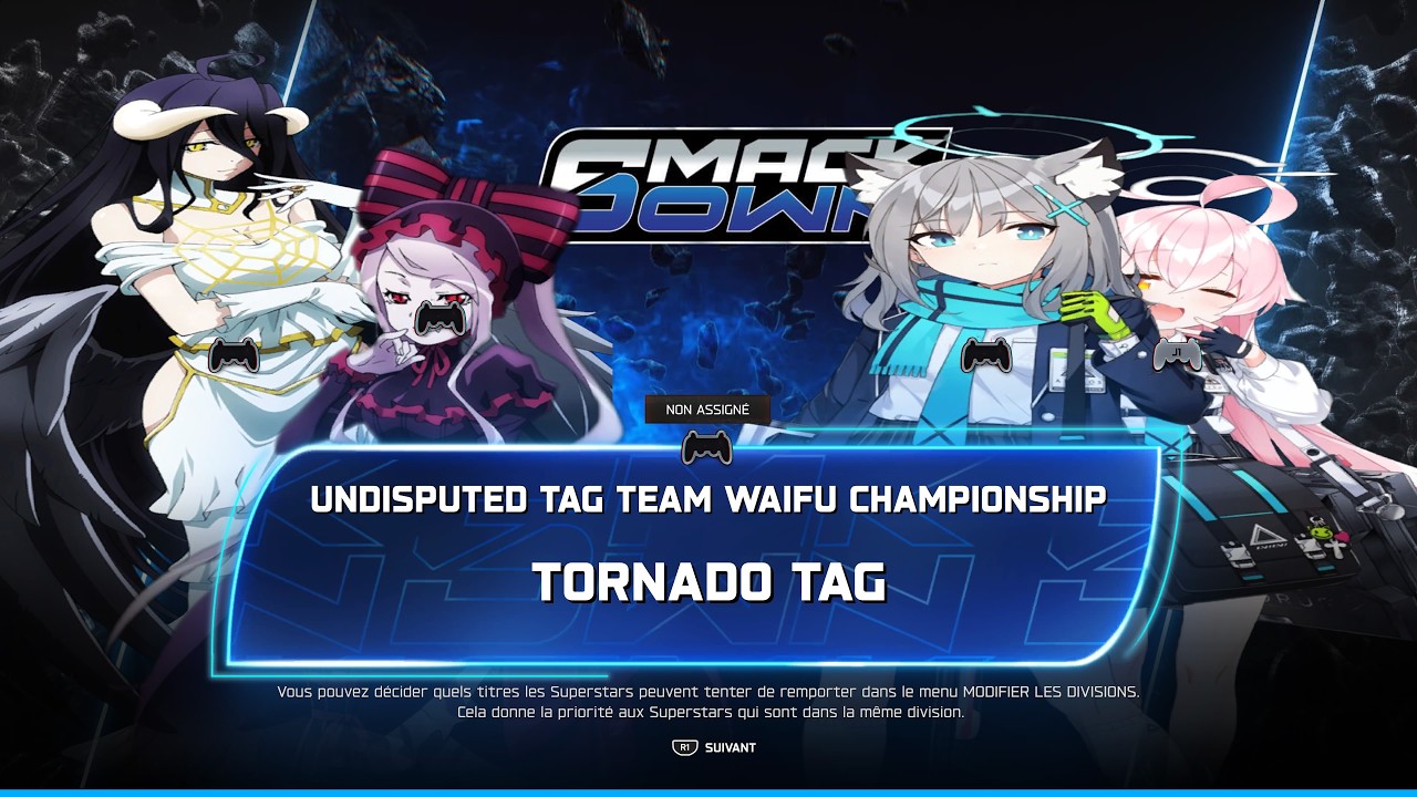 WWE 2K25. Бесспорный командный чемпионский титул в категории «Вайфу». Альбедо и Шалтир (чемпионы)...