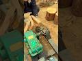 The process of workers splitting wood is very easy and practical using sophisticated machines