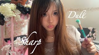 ASMR 🪡 sharp or dull? | guessing game | mic brushing & scratching