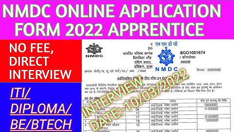 Nmdc online application form 2022 apprentice | no fee direct interview