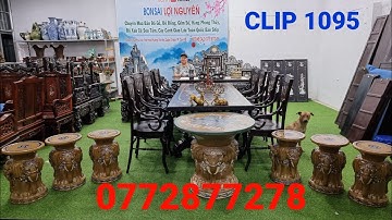 Clip 1095 (12/11/2022) Bộ Bàn 9 Món Mặt 1 Lá Liền Khối Cẩn Ốc VIP, Trường Kỷ Đại, Đồ Gỗ, Đồ Cổ ltk