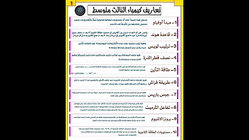 تعاريف كيمياء الثالث المتوسط 2023 