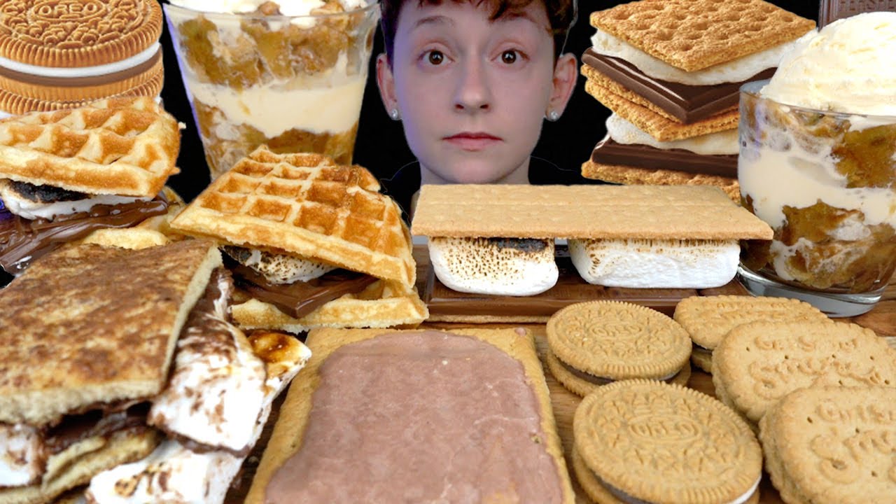 ASMR S'mores Desserts *Ice Cream Sundae, Oreo Cookies, Pastry, Waffles, French Toast Sandwich