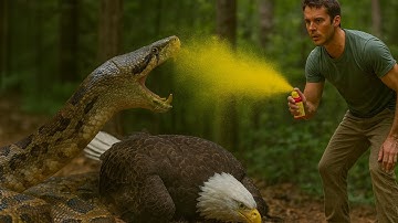 animal rescue: Kind man saves eagle from giant python attack