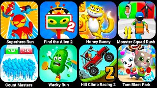 Superhero Run, Find The Alien, Honey Bunny, Monster Squad Rush, Count Master, Wacky Run... screenshot 2