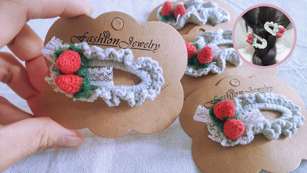 【钩针日记】冬日手工草莓发夹，遇见小