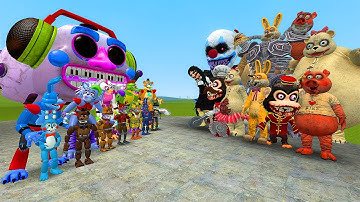 DARK DECEPTION CHAPTERS 1-5 NPCs VS ALL FNAF 1-9 SECURITY BREACH ANIMATRONICS In Garry