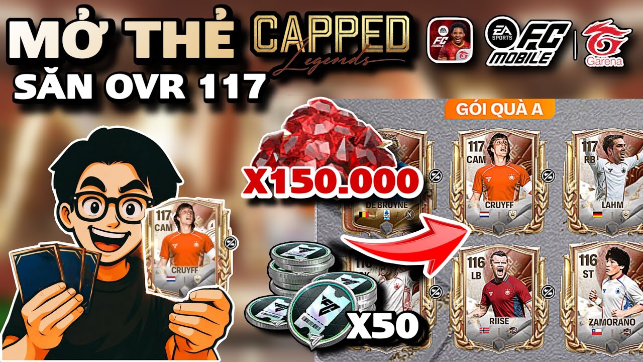 MỞ THẺ SĂN CẦU THỦ OVR 117 VỚI GẦN 150K GEMS CÙNG 50 DRAFT VOUCHERS VÀ CÁI KẾT!!!