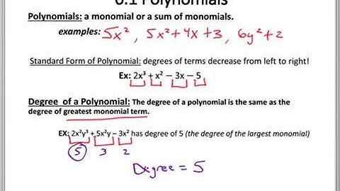 6.1 Monomials & Polynomials Lesson Video Part 1
