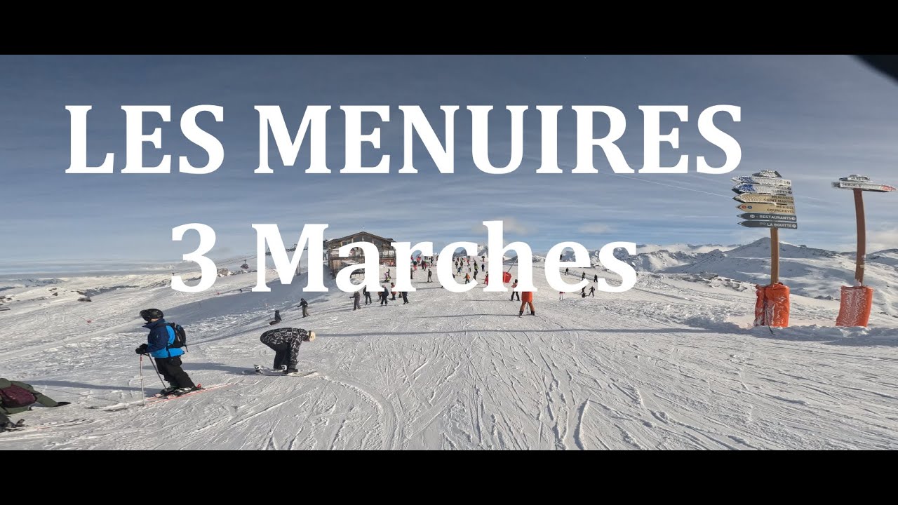Skiing blue piste '3 MARCHES (2704m)' in Les Menuires, Les 3 Vallées, GoPro 4k