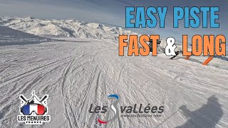 4K Pov Skiing Blue Piste 3 Marches 2704M Fast Blue Run Les Menuires Les 3 Vallées,