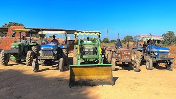John Deere 5205 Loader Loading Black Mud 4 Tractor’s with Trolley | HMT | Sonalika | John Deere 