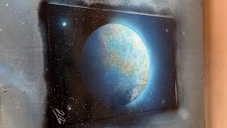 2 Textures on 1 planet painting with spray paint!