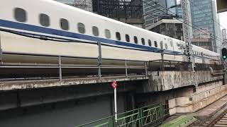 東海道新幹線　新橋駅通過の様子