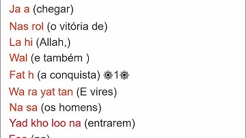 Tradução da Surata An-Nasr (Vitória) para o português. ترجمة سورة النصر إلى اللغة البرتغالية