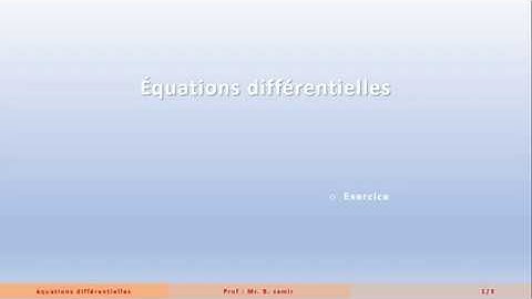 équation différentielle partie 1