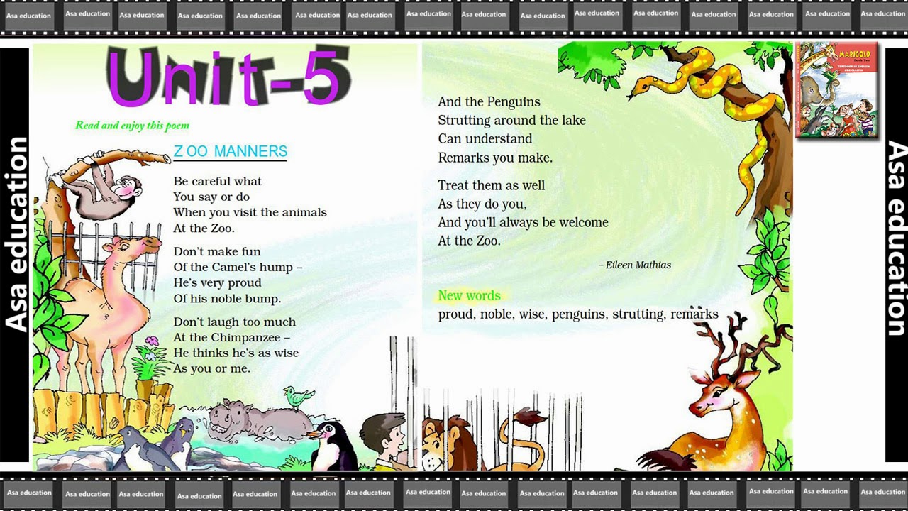 Poem 5 Zoo Manners English Marigold Grade 2 Cbse Poem In