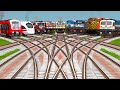 DIESEL Vs ELECTRIC LOCOMOTIVE TRAINS CROSSING | BUMPY RAILROAD | Train Simulator @rajurailroad01