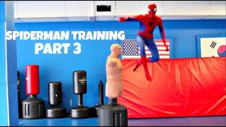 SPIDERMAN MARTIAL ARTS REAL LIFE PART 3 TRAINING PUSH UPS FLIPS KICKS AMAZING EPIC PARKOUR @masteromid