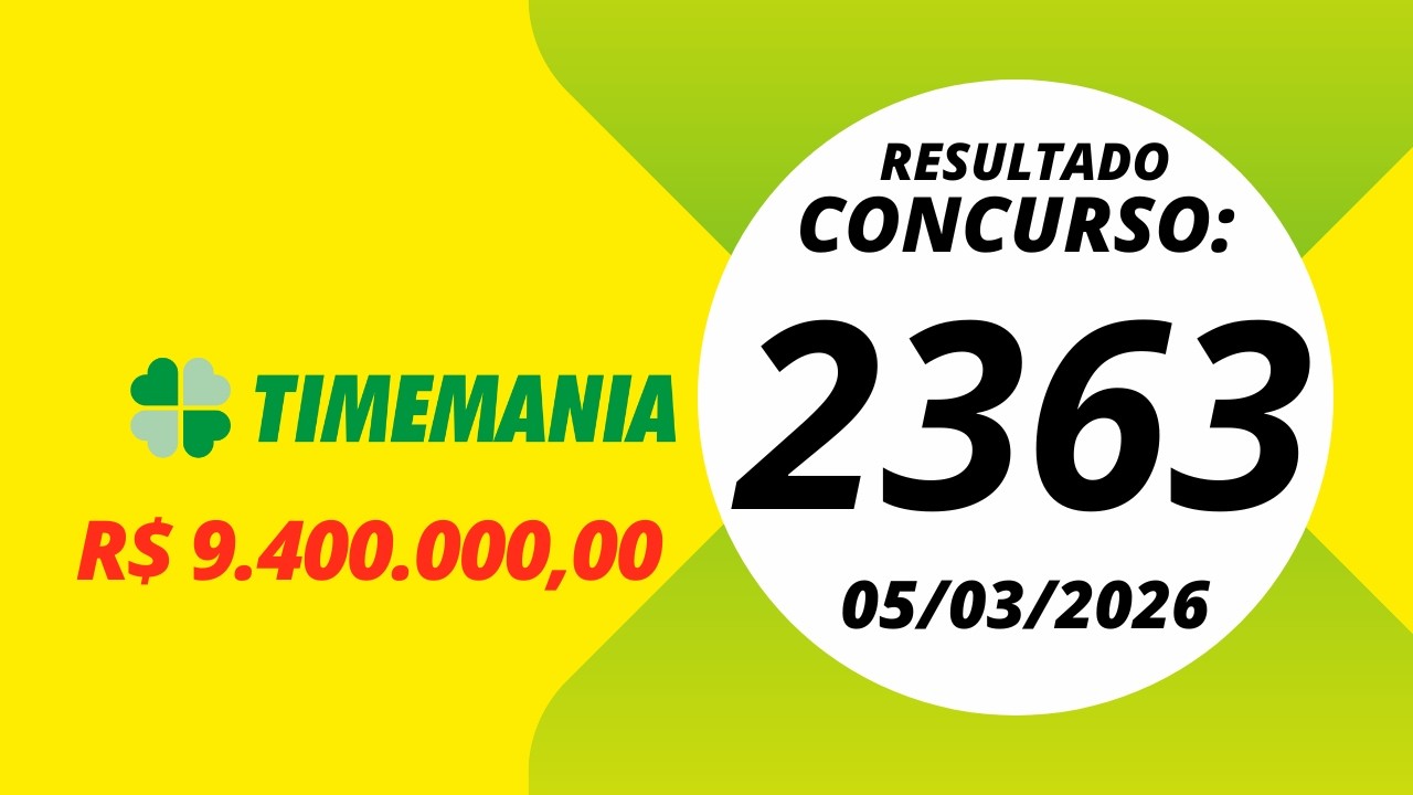 Timemania Resultado Concurso 2363 05/03/2026 - YouTube