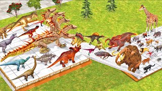 Dinosaurs vs Animals Stairs Tournament of All Units Who Can Survive? Animal Revolt Battle Simulator