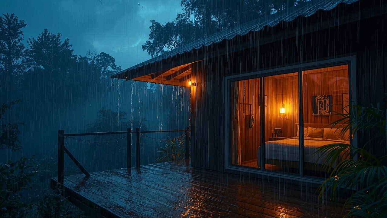 Gentle Cozy Cabin Rain Sounds at Night 🌙 Deep Sleep Ambience for Anxiety, Insomnia & Stress Relief