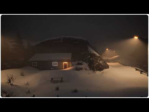 Velvet Dark: Relaxing Winter Storm Drifting Past a Sheltered Cliffside Cabin | Windy ASMR