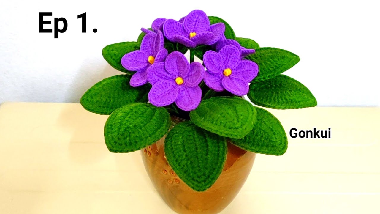 Ep1. Flower 💜 Crochet African Violets Flower Tutorial step by step | Crochet Flower Bouquet #crochet