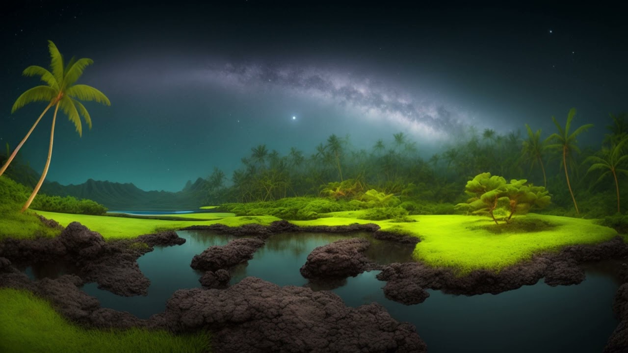 Deep night in Hawaii. Frogs and bugs are with nature. 100% real natural sounds.