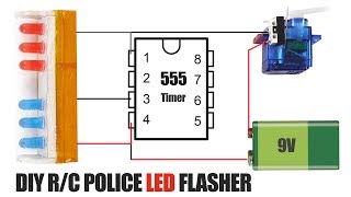 How To Make 9V RC Police Led Flash Light. NE555 Diy Flasher