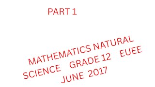 2017 NATURAL SCIENCE MATHEMATICS EUEE