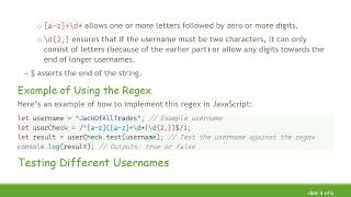 How to Set the regex for Validating Usernames in JavaScript