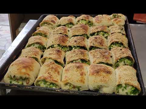 老麵燒餅,古早味蔥燒餅-台灣街頭美食/ Chinese Crispy Sesame Scallion pancake- Taiwanese Street Food