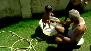 Abhinav Enjoying Bath In Tub