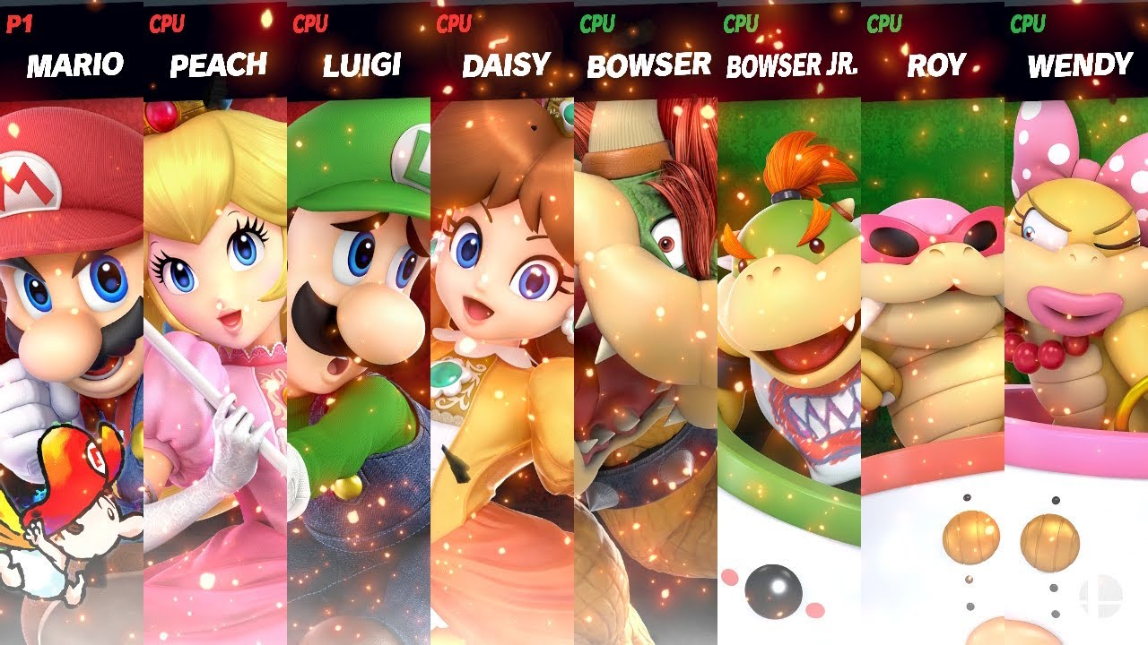 Super Smash Bros. Ultimate - Team Mario Couples vs Team Bowser and ...