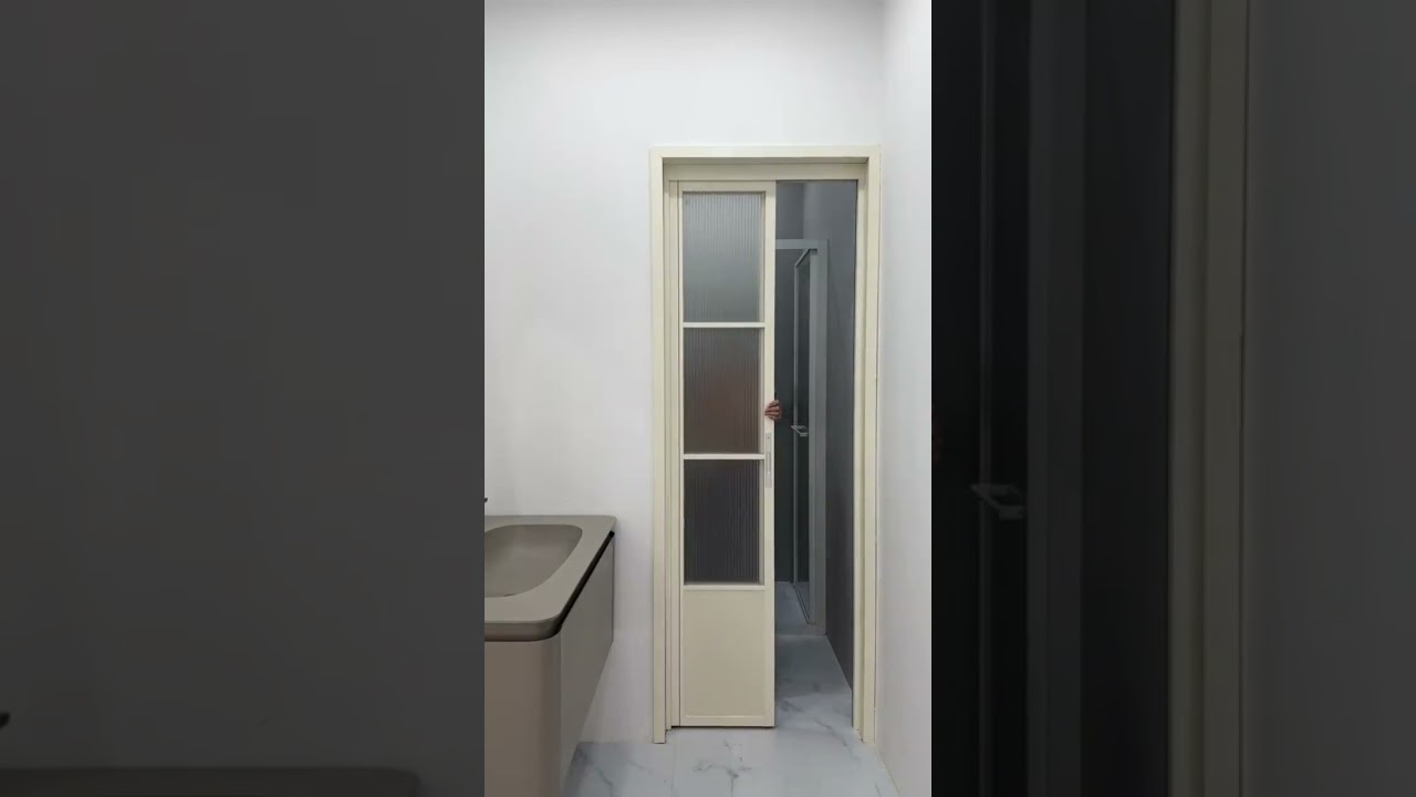 This door is installed in the bathroom and won't block the toilet! 