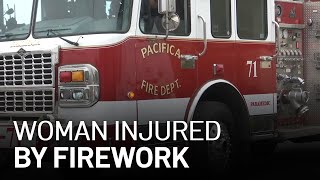 Firework Explodes in Woman's Hand in Pacifica