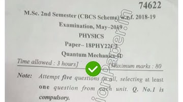 [2019] Mdu MSc Physics 2nd Sem Quantum Mechanics Question Paper