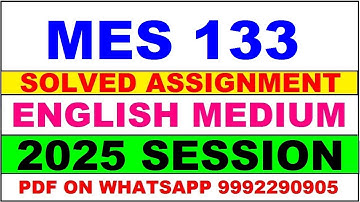 mes 133 solved assignment 2025 | mes 133 solved assignment in english 2025 | mes 133 2024-25