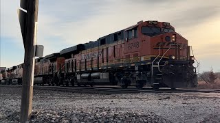 Massive 4x4x0 Mega stack train!! BNSF Transcon: Emporia sub..3/5/23