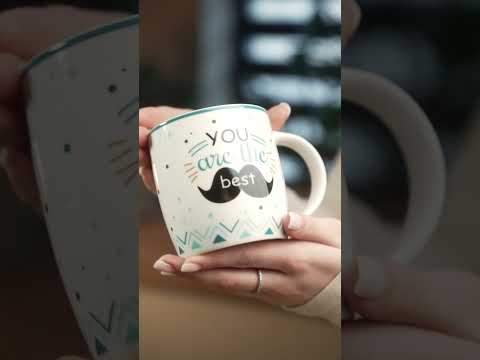 Чашка керамічна Lugi 450мл з написом Happy holidays dad висота 9см діаметр 9см, кружка подарунок для тата чай кава посуд, видео 1