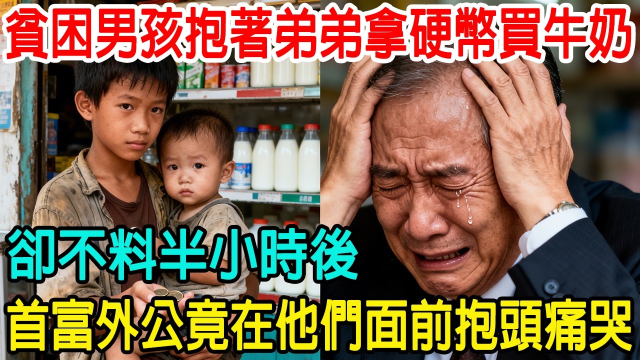 「我只有5塊錢，剩下的可以明天給嗎？」貧困男孩抱著弟弟拿硬幣買牛奶，不料半小時後，首富外公竟在他們面前抱頭痛哭！😭#情感共鸣 #情感故事 #心靈暖流 #感人壹幕 #感人故事