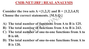 CSIR-NET/JRF | REAL ANALYSIS | TOTAL FUNCTIONS | ONE-TO-ONE |
