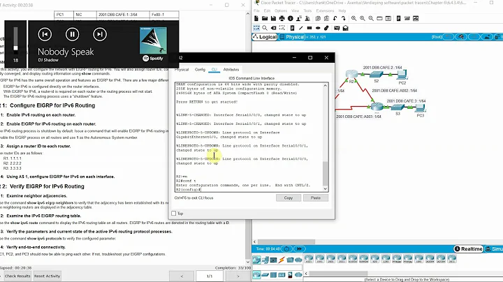 6 4 3 4 Packet Tracer   Configuring Basic EIGRP with IPv6 Routing