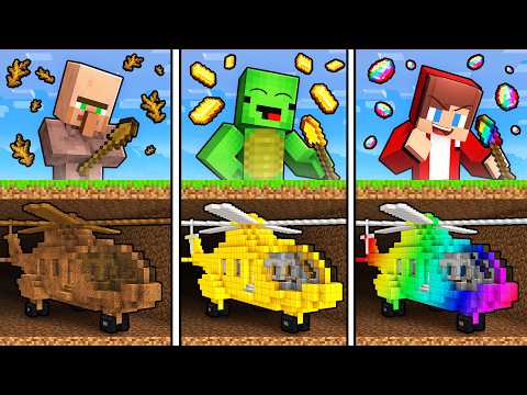 Mikey vs JJ vs Villager: POOR vs SUPER OP Underground Helicopter (Maizen & Minecraft)