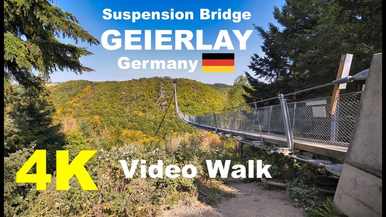 Suspension Bridge Geierlay Germany 🇩🇪 Walking Tour in 4K UHD