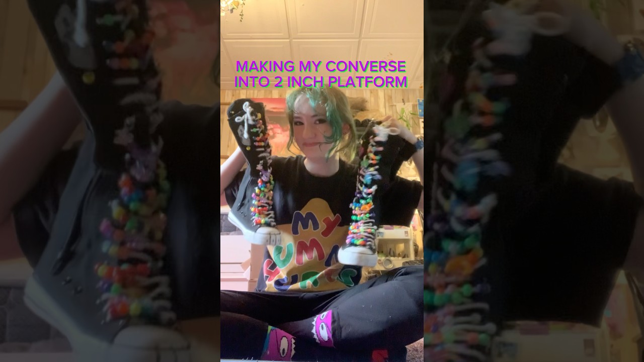 making my converse into platform #converse#shoe#shoes#boots#cringe#creative#diy#platformshoes#shorts